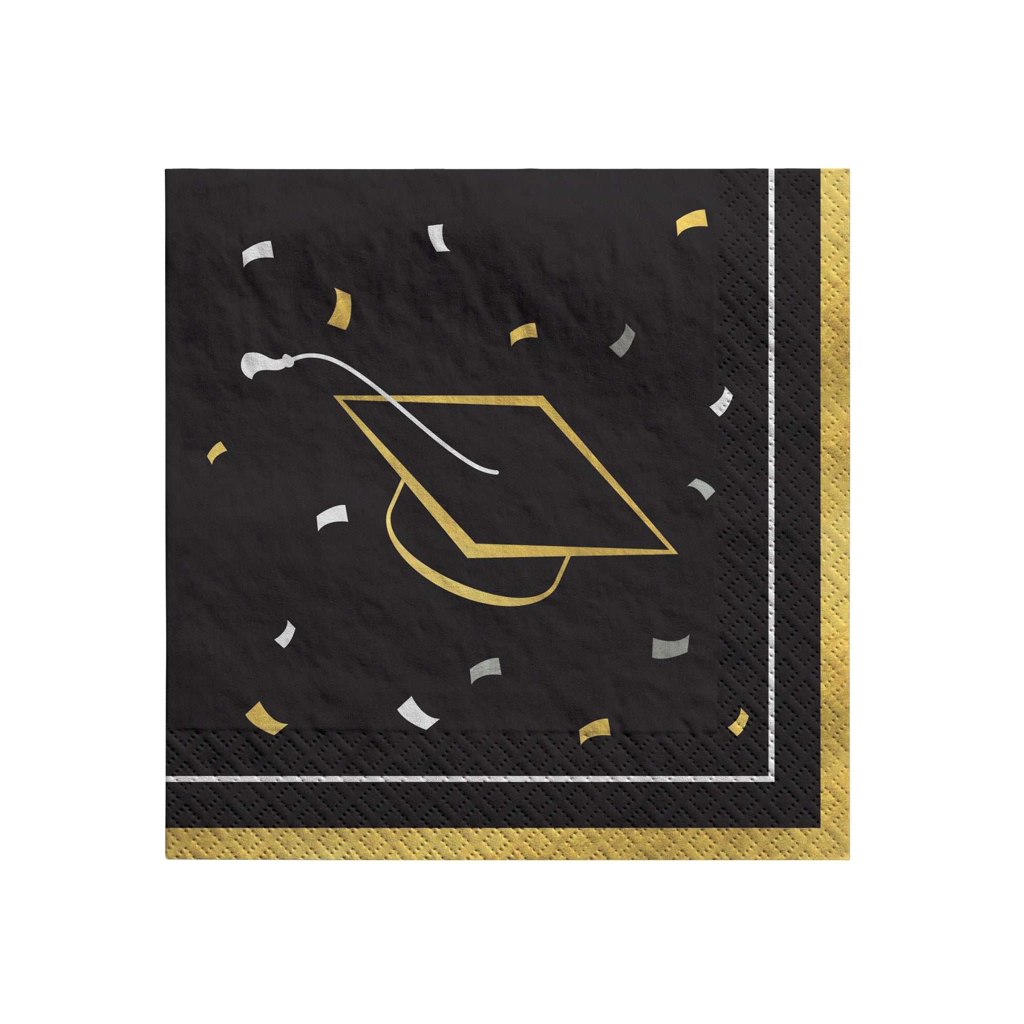 Class Dismissed Graduation Beverage Napkins, Black & Gold, 16ct