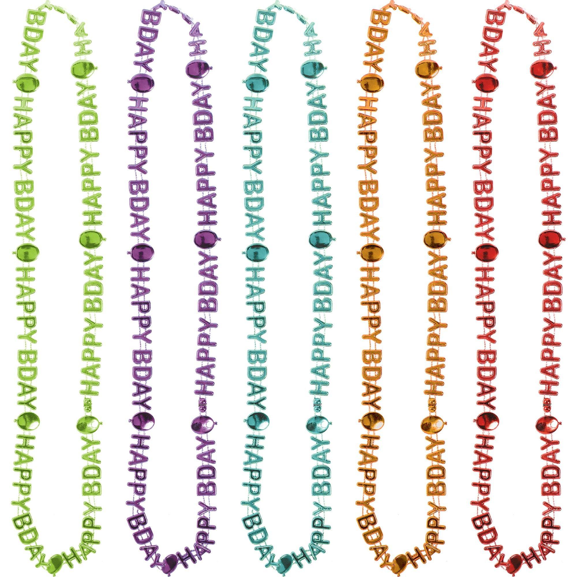 Metallic Birthday Balloons Happy Birthday Necklaces 10ct